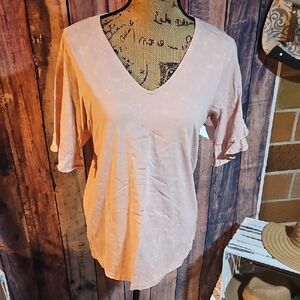 Women's Pink V-Neck Top BiBi Brand Size Small